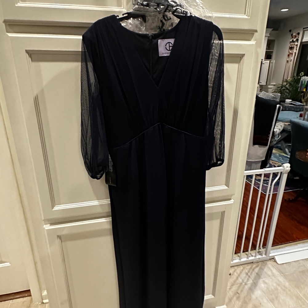 Chic Long Sleeve Navy Dress - prom or mother of bride/groom